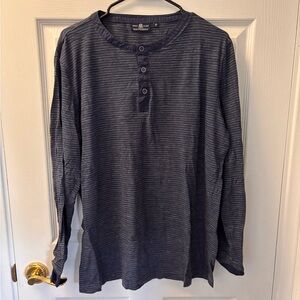 Men's Blue Striped Henley Style Shirt